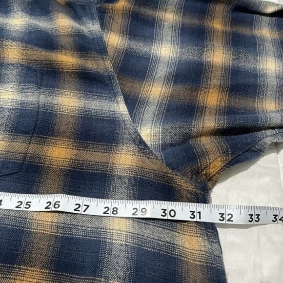 Mens Woodland Trail Blue & Tan Plaid Button-Up Shirt 3X Cotton/Rayon Blend Made - Picture 8 of 9